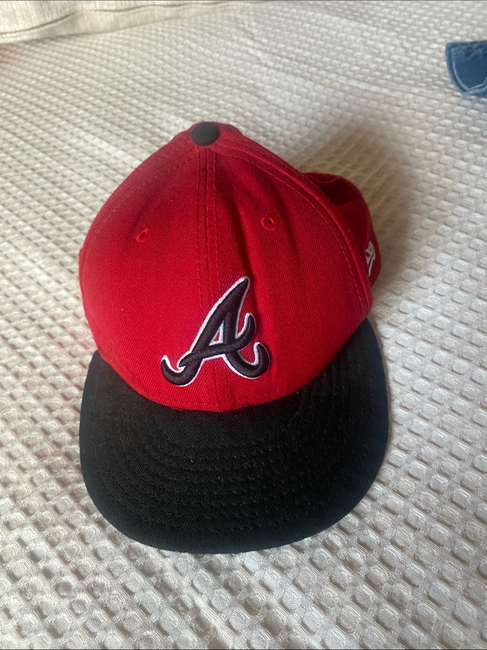 Kids Two-Tone Red and Black Baseball Cap with Embroidered 'A'